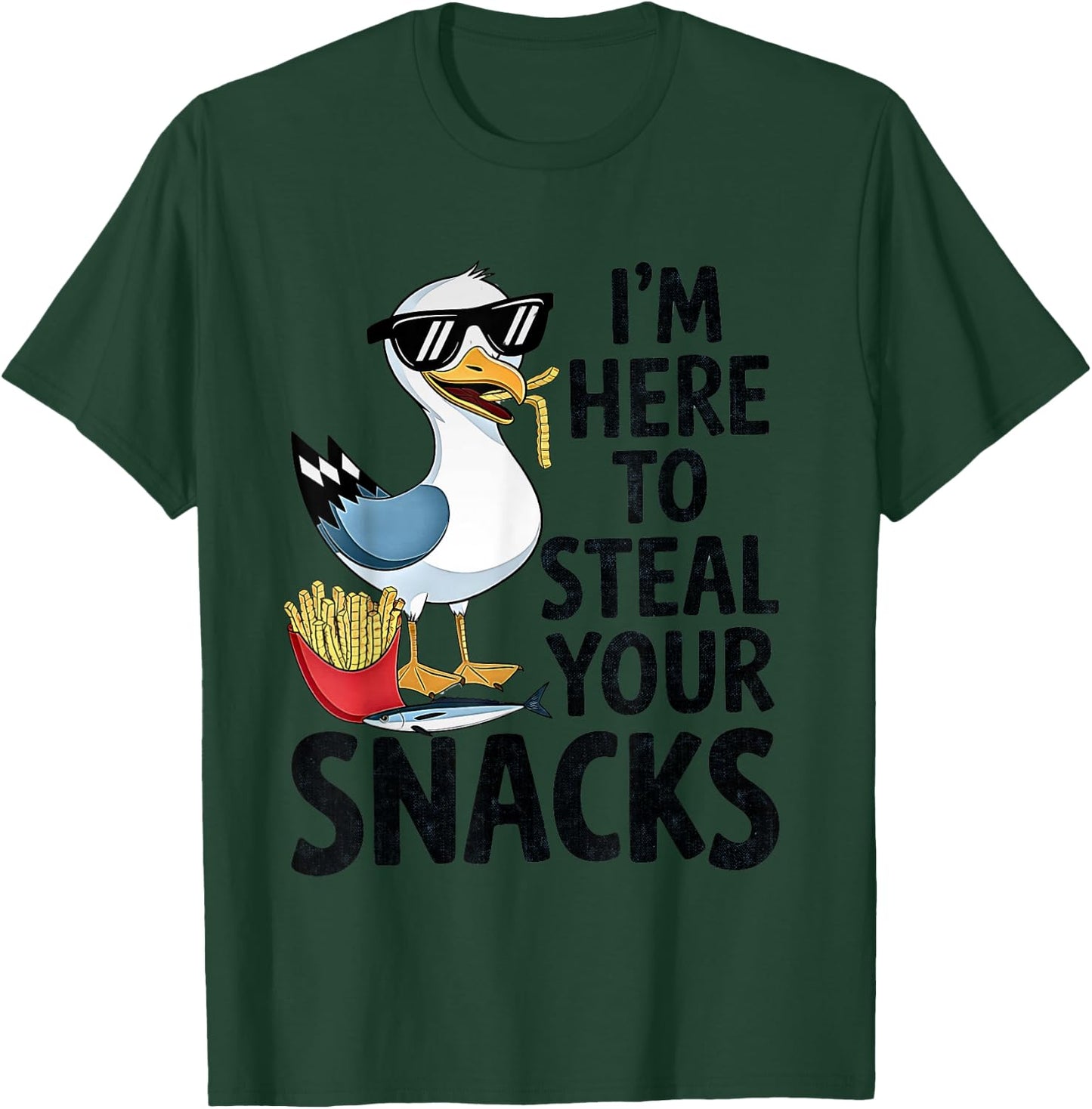 I'm Here To Steal Your Snacks Funny Design The seagull T-Shirt - T-Shirt | Forest