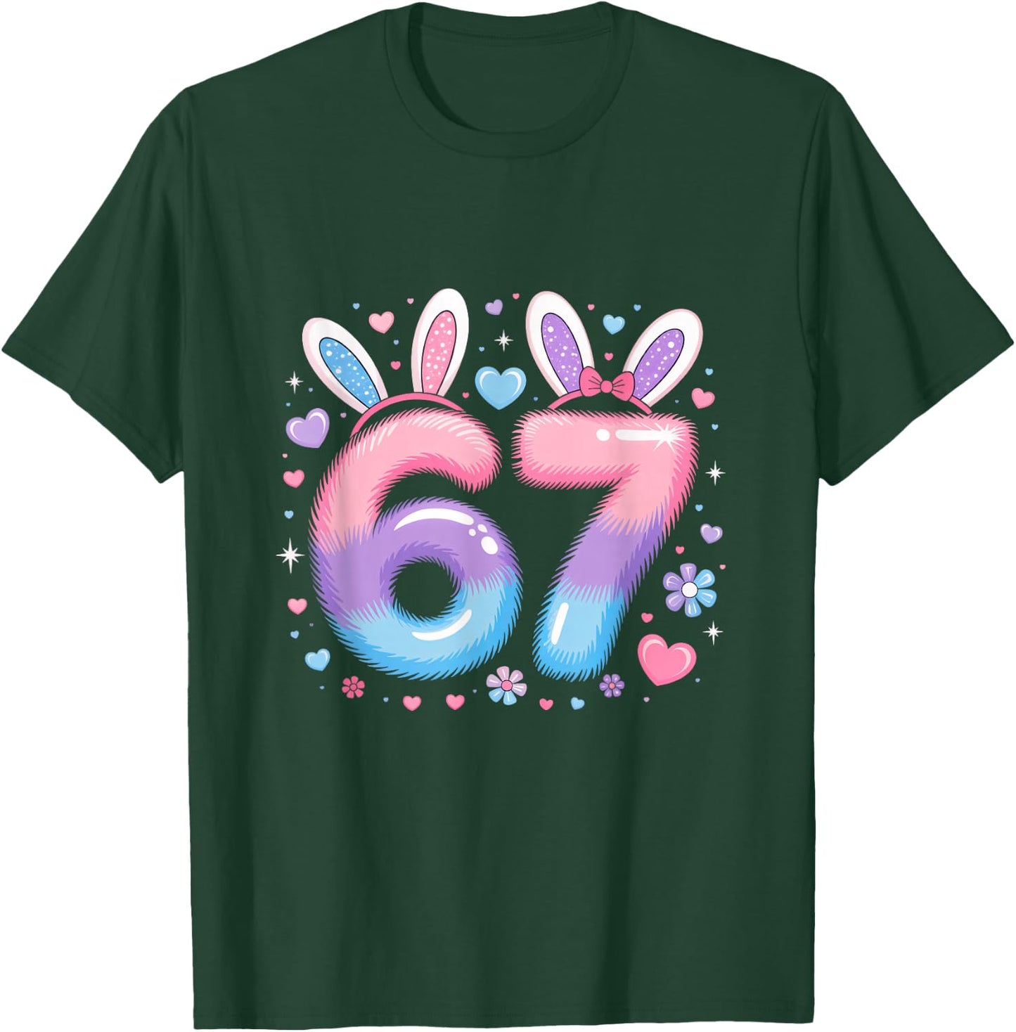 67 Six Seven Girls Youth Purple Pink Bunny 67 T-Shirt - T-Shirt | Forest