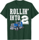 Rollin Into 2 Big Rig Semi Trailer Truck 2nd Birthday T-Shirt - T-Shirt | Forest