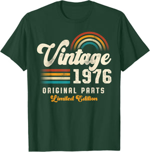 Vintage 1976 Original Parts 49th Anniversary Retro T-Shirt - T-Shirt | Forest