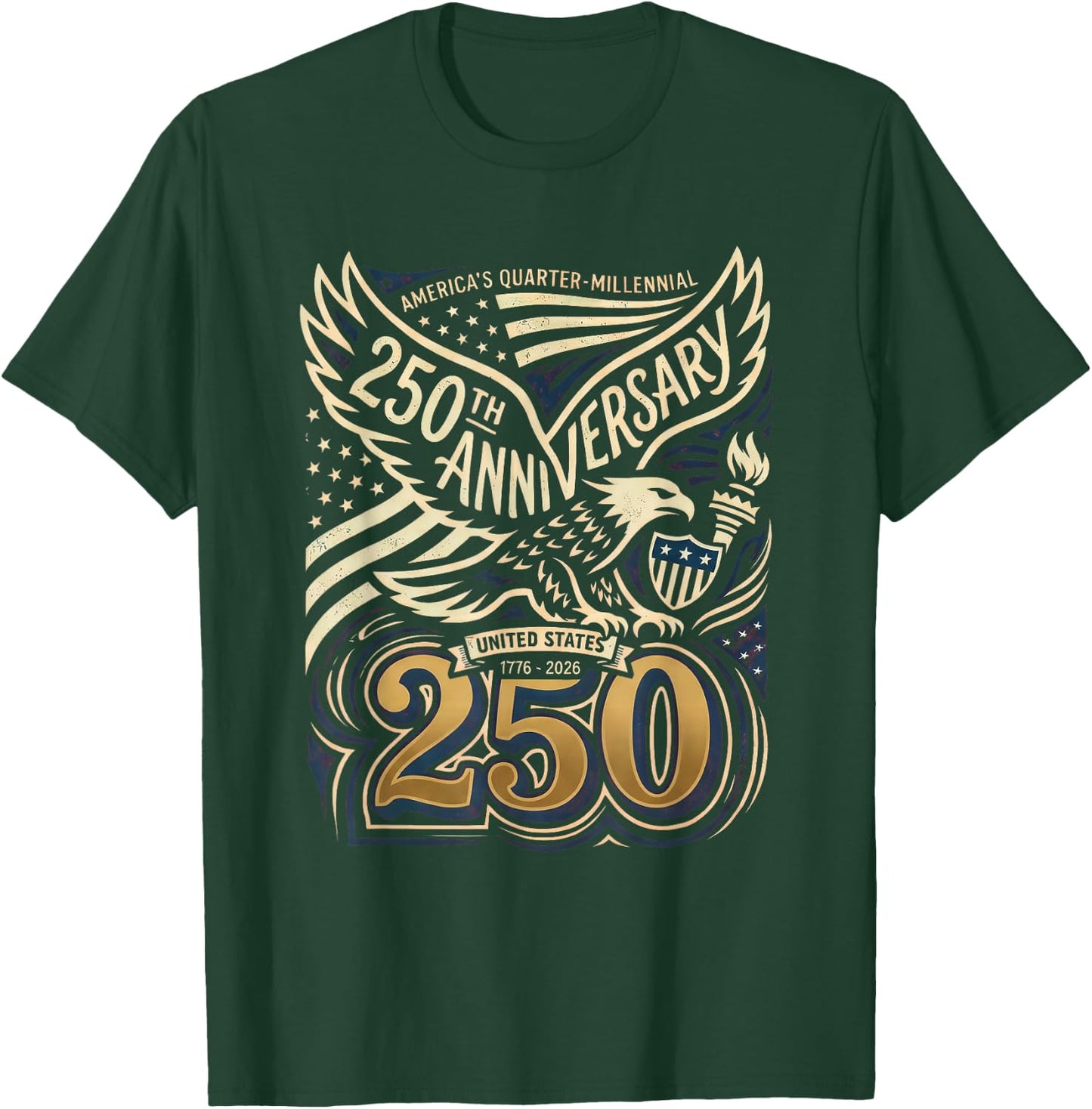 Patriotic Vintage 250th Anniversary USA 250 Year 4th of July T-Shirt - T-Shirt | Forest