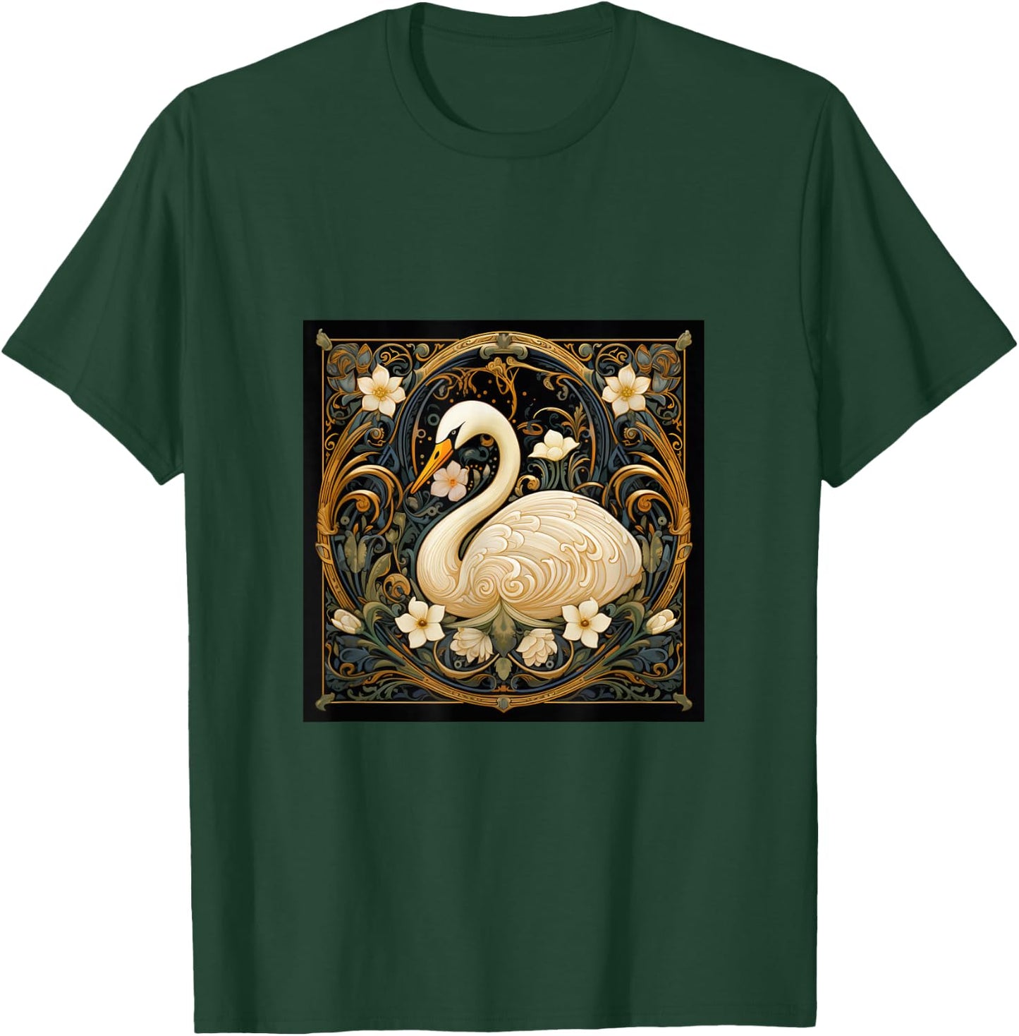Swan Art Nouveau Abstract T-Shirt - T-Shirt | Forest