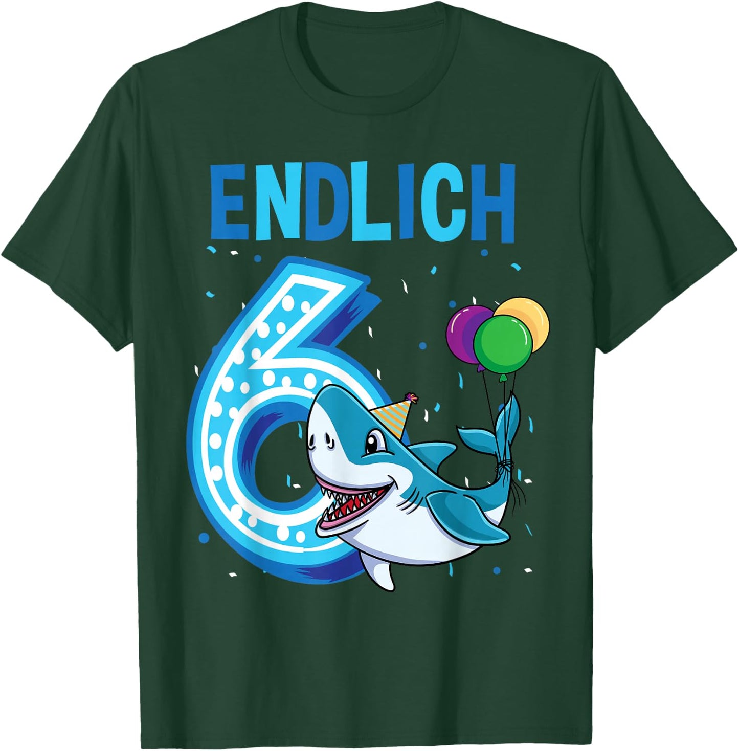 Geschenk 6 Jahre alt Hai Kinder Geburtstag T-Shirt - T-Shirt | Forest