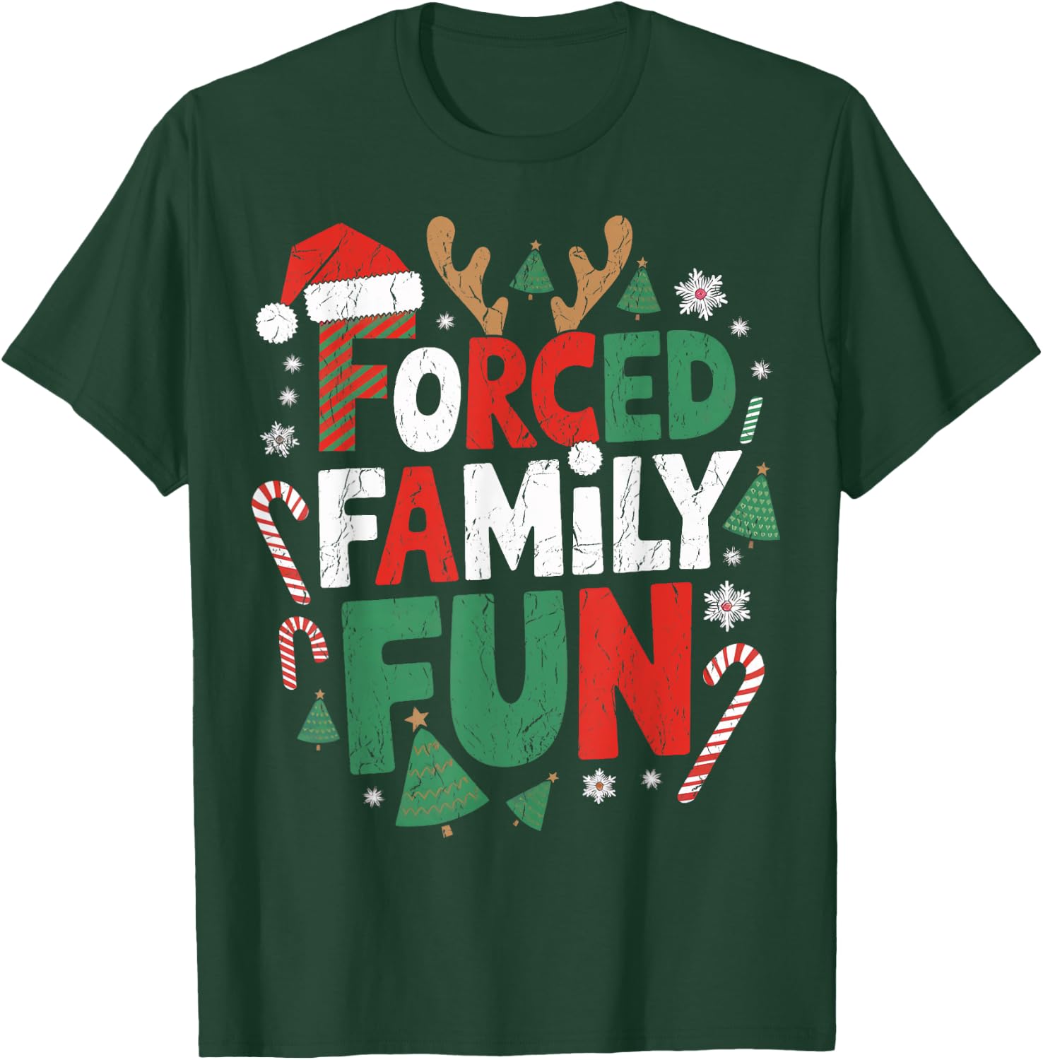 Funny Forced Family Fun Christmas Family Christmas Gathering T-Shirt - T-Shirt | Forest