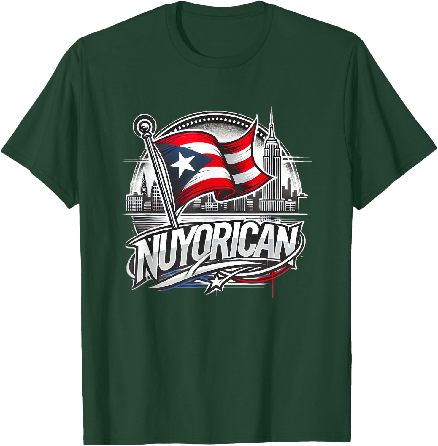 Nuyorican New York Puerto Rican Flag NYC City Backdrop Logo T-Shirt - T-Shirt | Forest