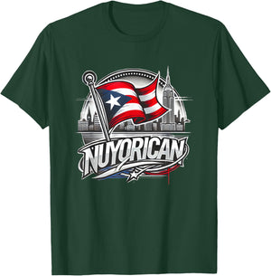 Nuyorican New York Puerto Rican Flag NYC City Backdrop Logo T-Shirt - T-Shirt | Forest