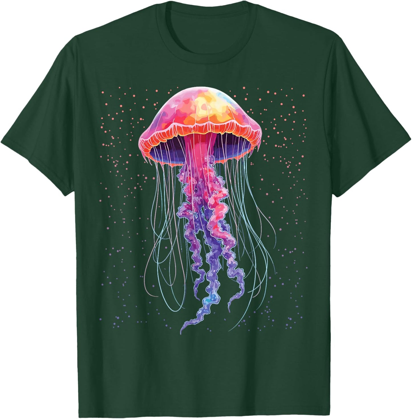 Psychedelic Jellyfish, Colourful Sea Creatures, Ocean Lovers , black T-Shirt - T-Shirt | Forest