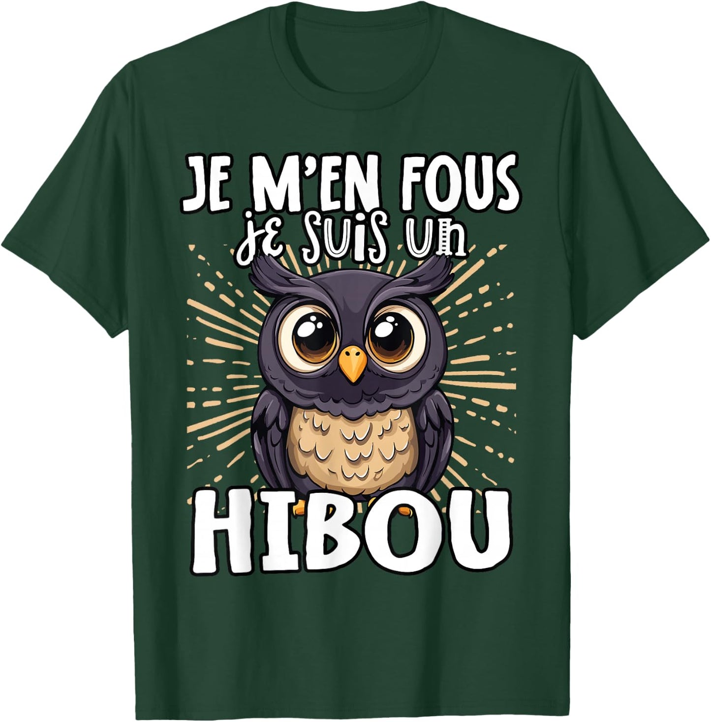 Je M'en Fous Je Suis Un Hibou – Cute Owl , Black, S T-Shirt - T-Shirt | Forest