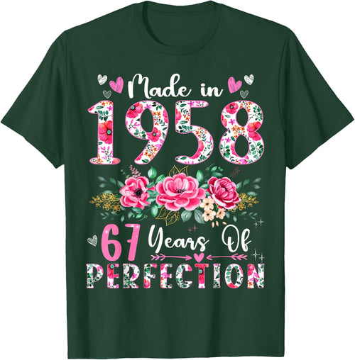 67 Year Old Made In 1958 Floral 67th Birthday Women