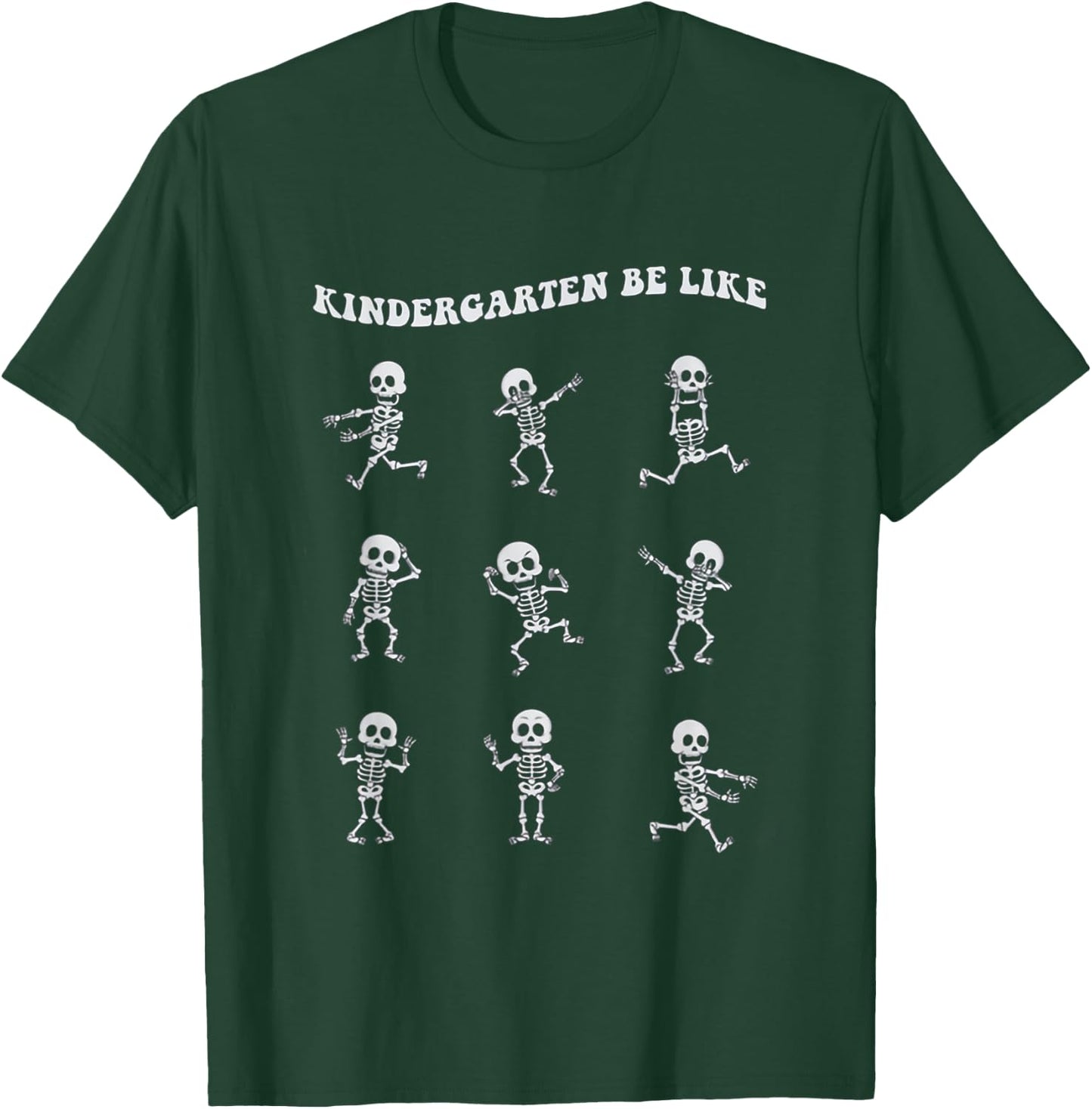 Retro Halloween Kindergarten Teacher Skeleton Trick Or Treat Men Women Kids T-Shirt - T-Shirt | Forest