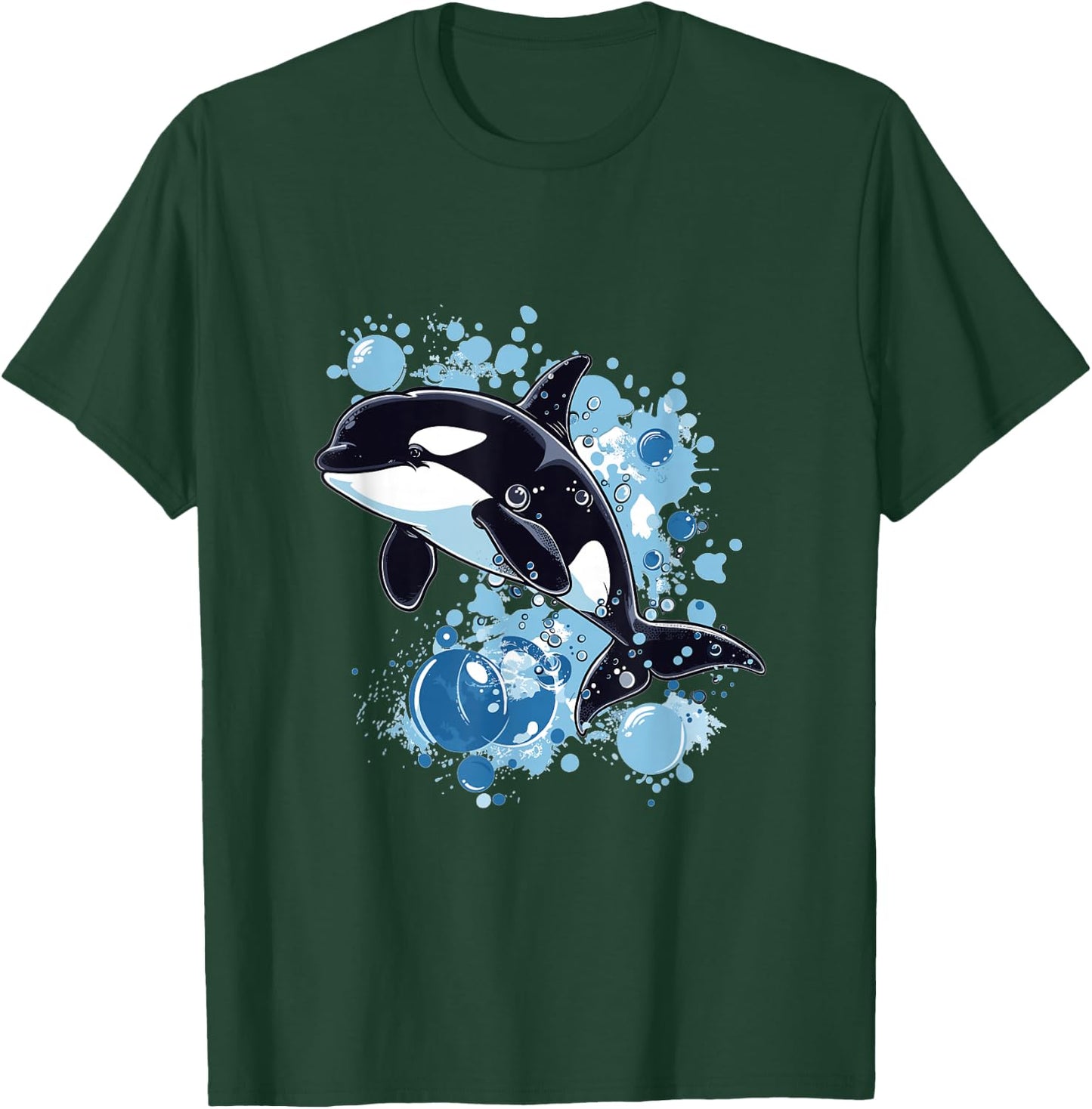 Orca Whale Bubbles Graphic T-Shirt - T-Shirt | Forest