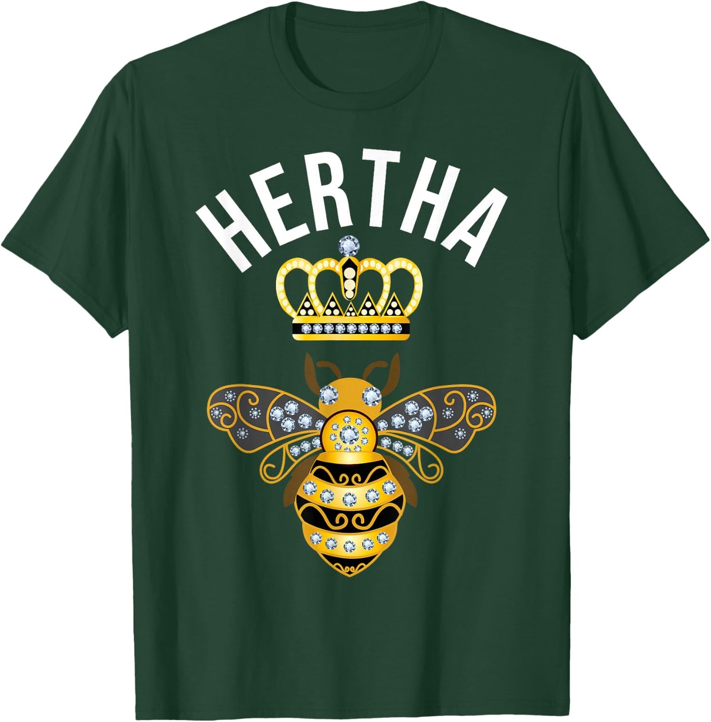 Hertha Name Hertha Birthday Gifts Queen Crown Bee Hertha , black T-Shirt - T-Shirt | Forest