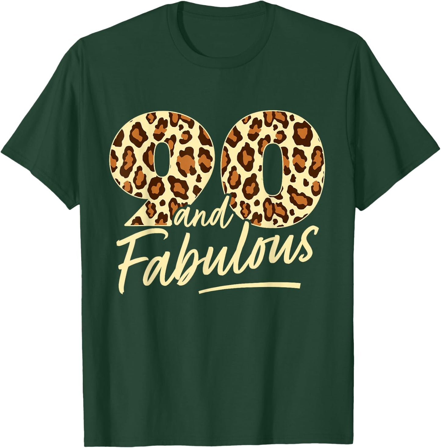 90 Year Woman Leopard Fabulous 90th Birthday T-Shirt - T-Shirt | Forest