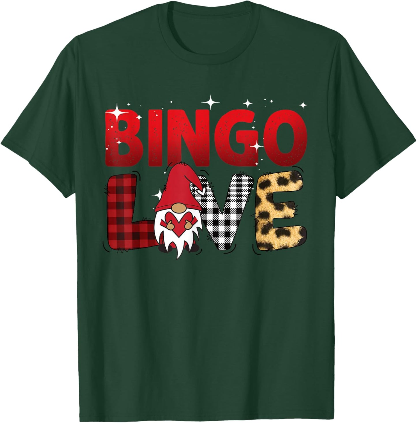 Bingo Love Buffalo Plaid Women Men Gnome Bingo T-Shirt - T-Shirt | Forest