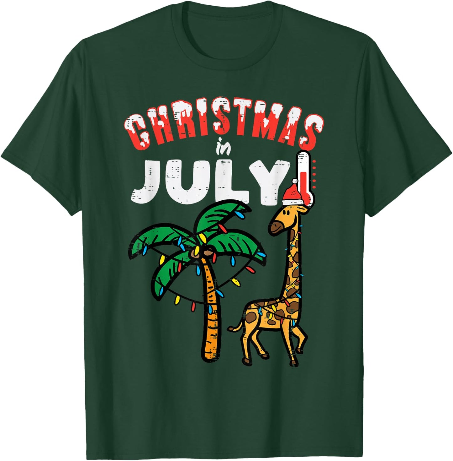 Christmas July Giraffe Palm Tree Cute Xmas Boys Kids Toddler T-Shirt - T-Shirt | Forest