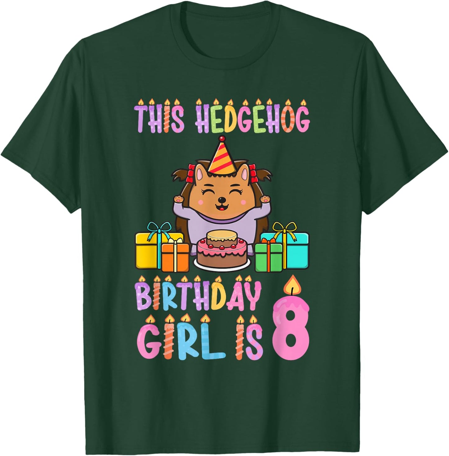 This Hedgehog Birthday Girl is 8 Birthday T-Shirt - T-Shirt | Forest