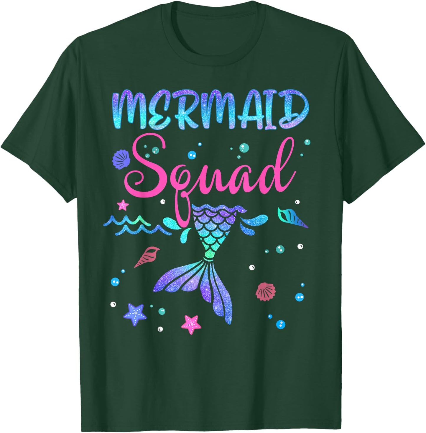 Mermaid Squad Birthday Mermaid Tail Family Matching Beach T-Shirt - T-Shirt | Forest
