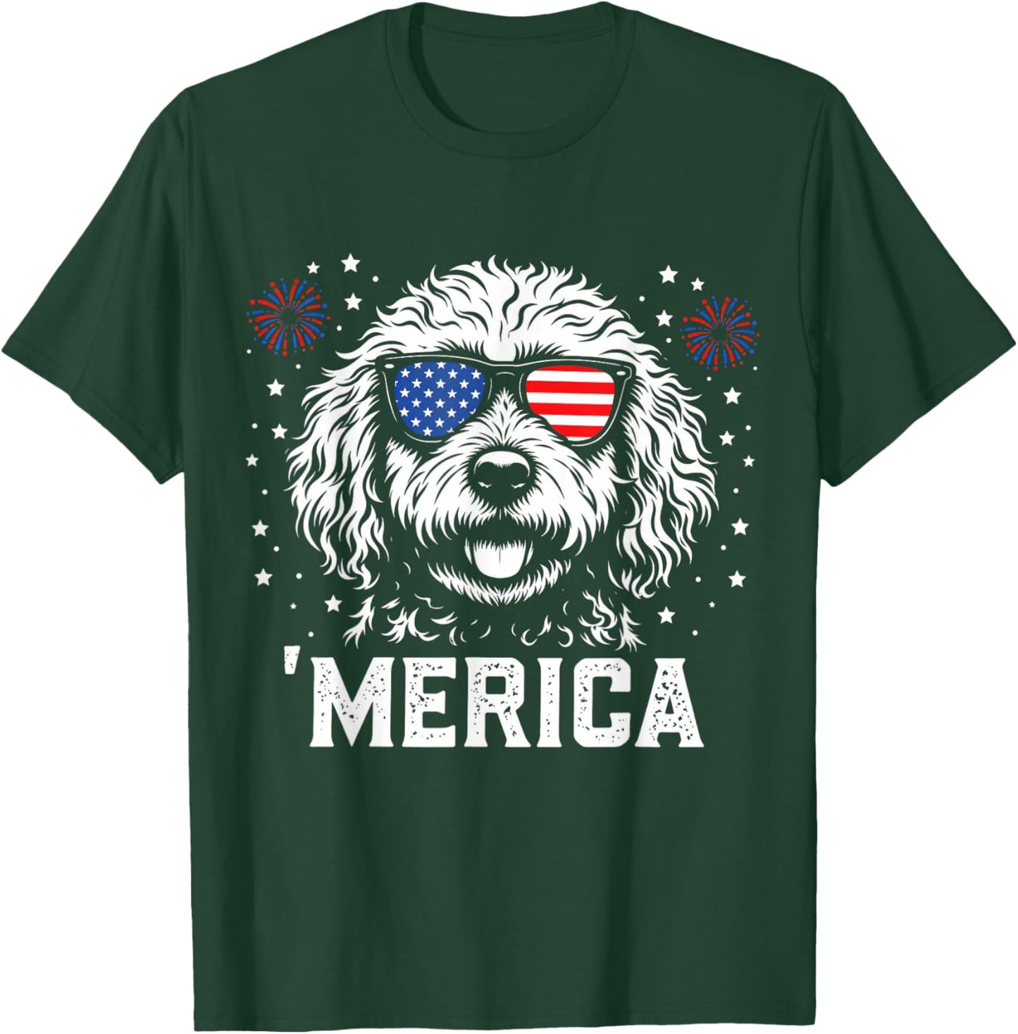 Patriotic Goldendoodle Merica 4th of July Dog Lover T-Shirt - T-Shirt | Forest