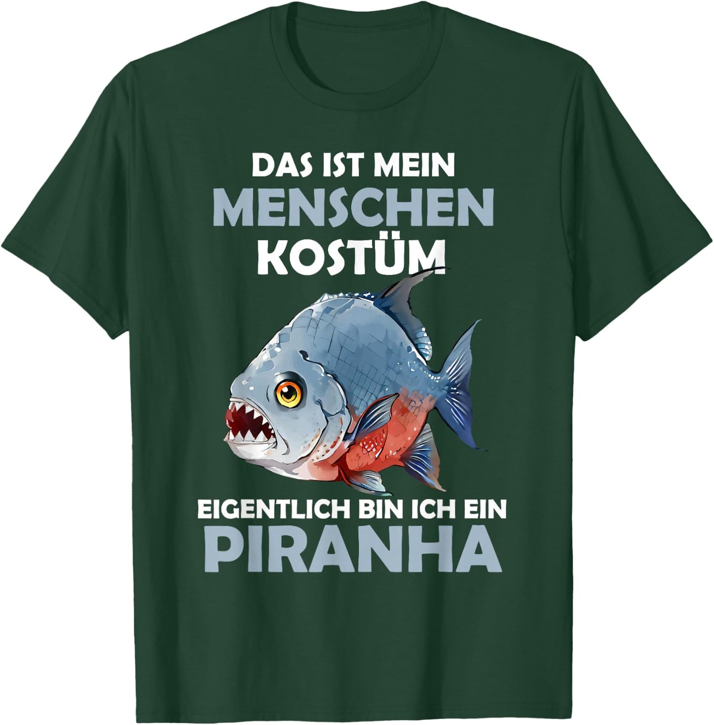Piranha Carnival Fish Costume Helau Fancy Dress Human Costume , black T-Shirt - T-Shirt | Forest