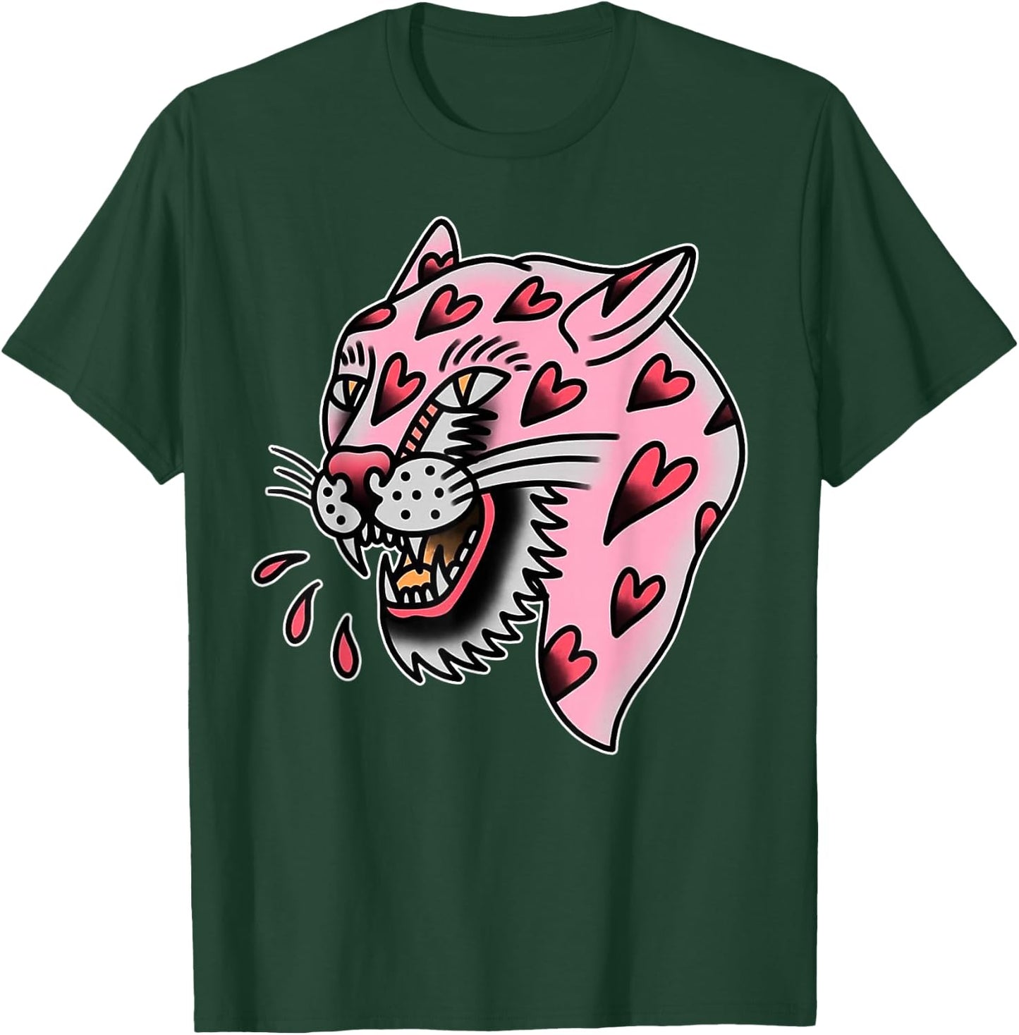 Panther Pink x Heart Love Traditioneller Blitz T-Shirt - T-Shirt | Forest