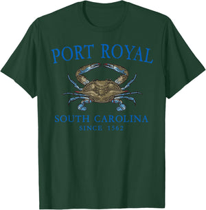Port Royal South Carolina Crab Town Since 1562 Blue Letters T-Shirt - T-Shirt | Forest