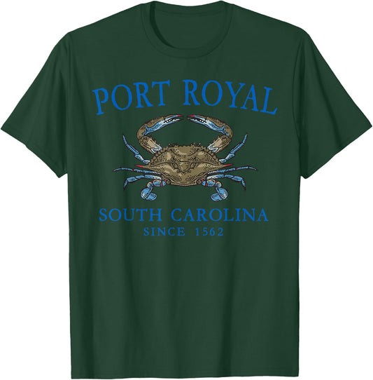 Port Royal South Carolina Crab Town Since 1562 Blue Letters T-Shirt - T-Shirt | Forest