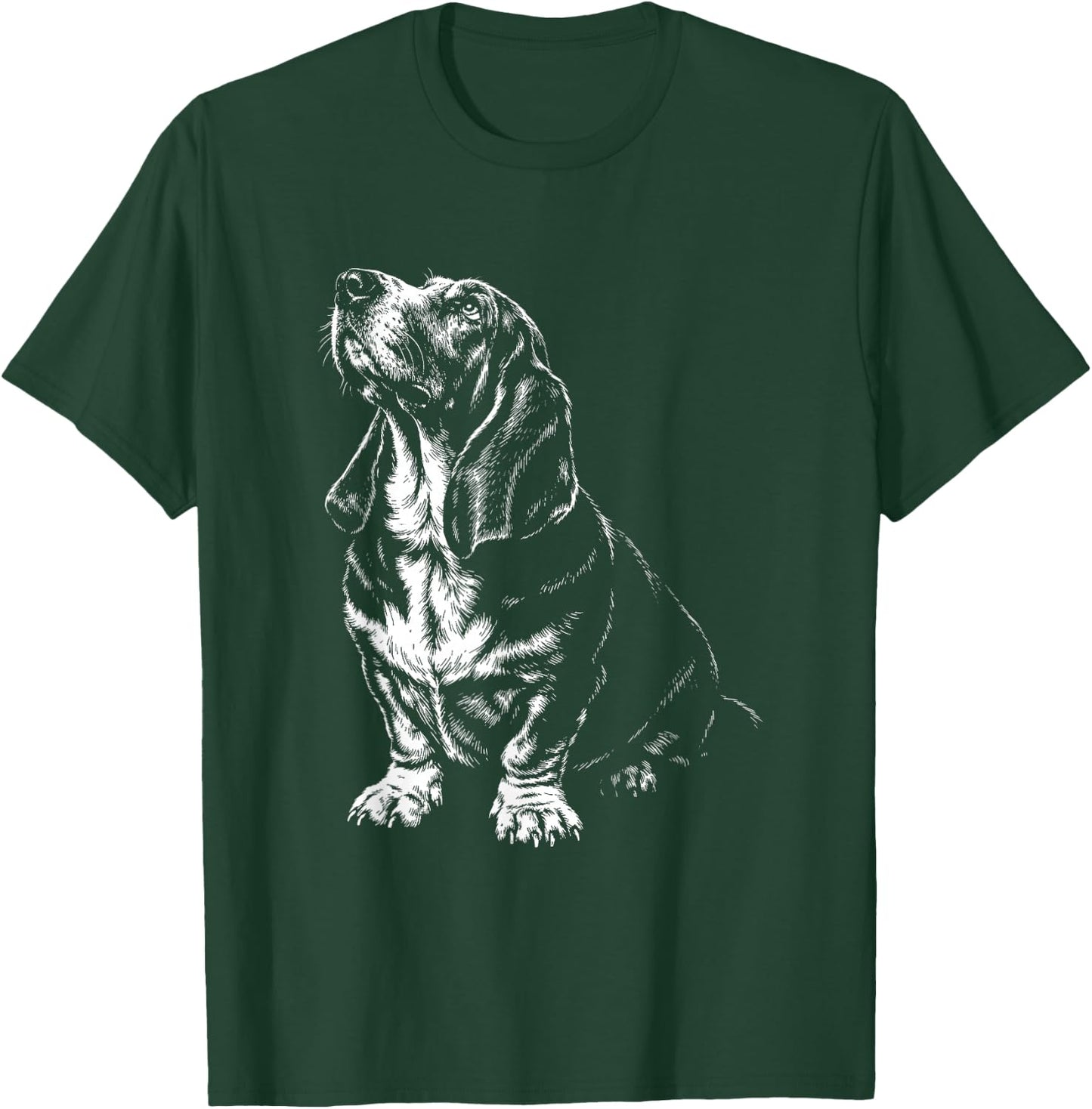 Basset Hound Portrait Minimalist Art T-Shirt - T-Shirt | Forest