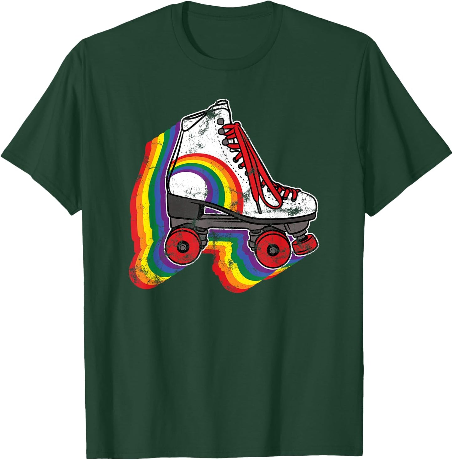 Rainbow Vintage Roller Skating T-Shirt - T-Shirt | Forest