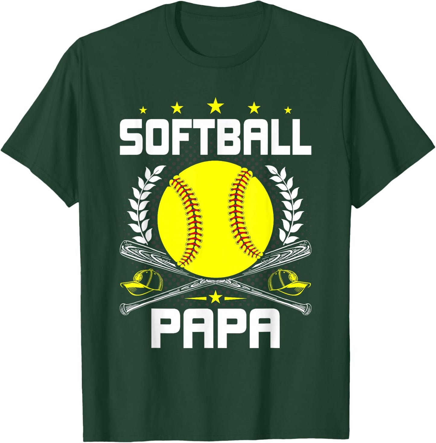 Softball Papa Baseball Lover Dad T-Shirt - T-Shirt | Forest