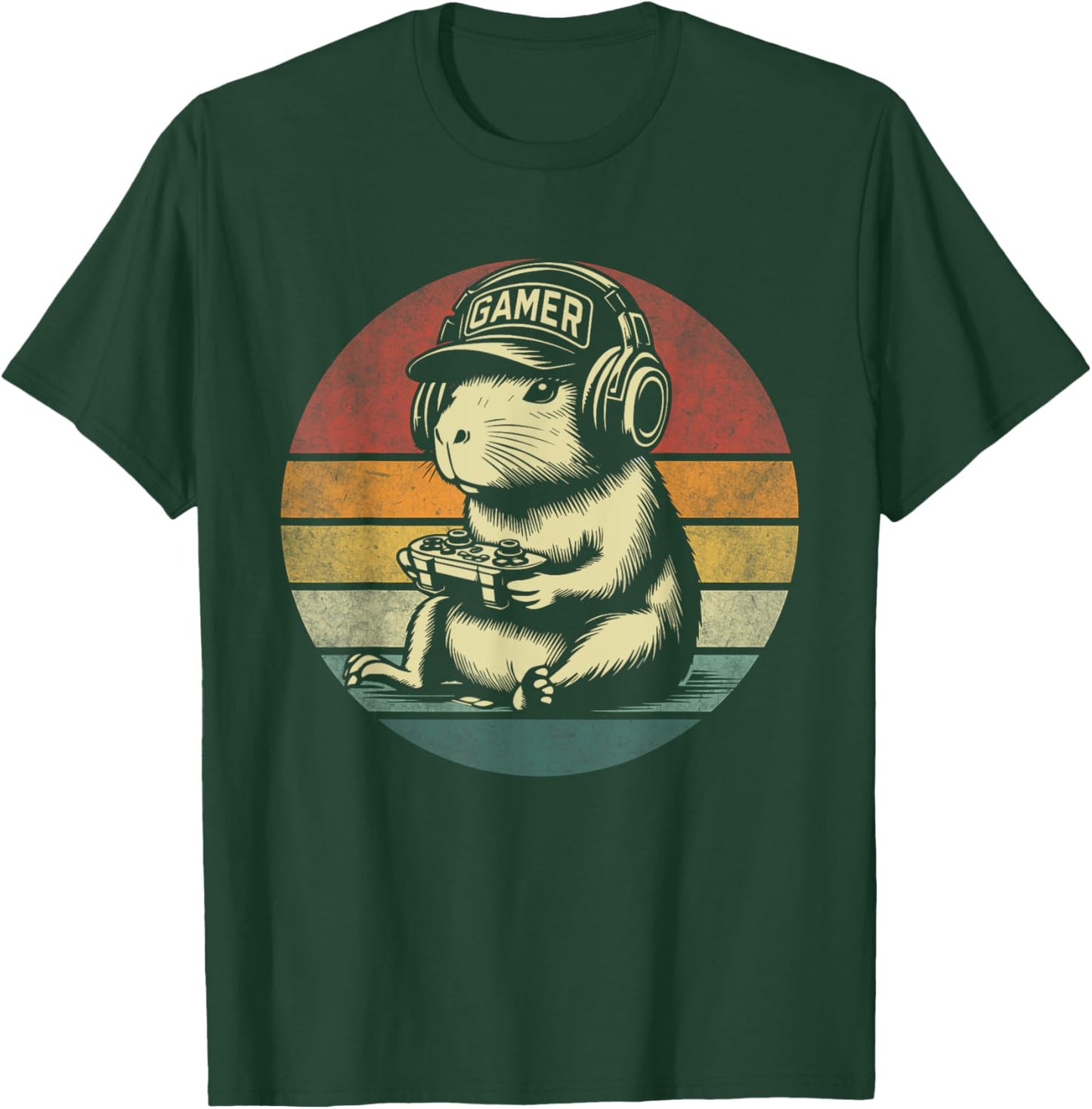 Funny Capybara Gaming Retro Rodent Capybara Video Games T-Shirt - T-Shirt | Forest