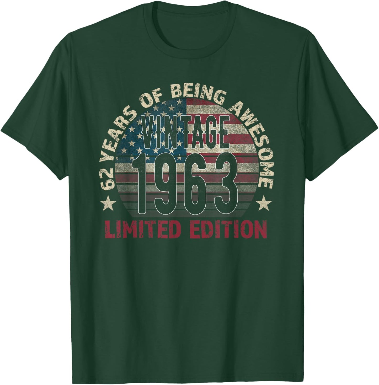 62th Birthday Gift men Vintage born 1963 turning 62 Year Old T-Shirt - T-Shirt | Forest