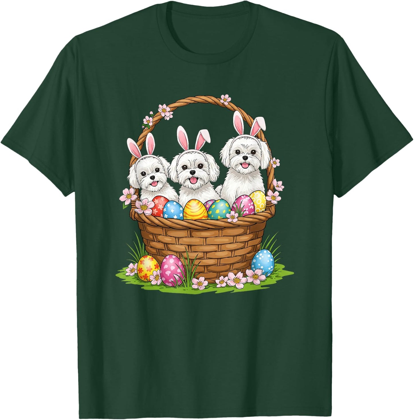 Maltese Bunny Easter Basket Egg Easter Day Kids T-Shirt - T-Shirt | Forest