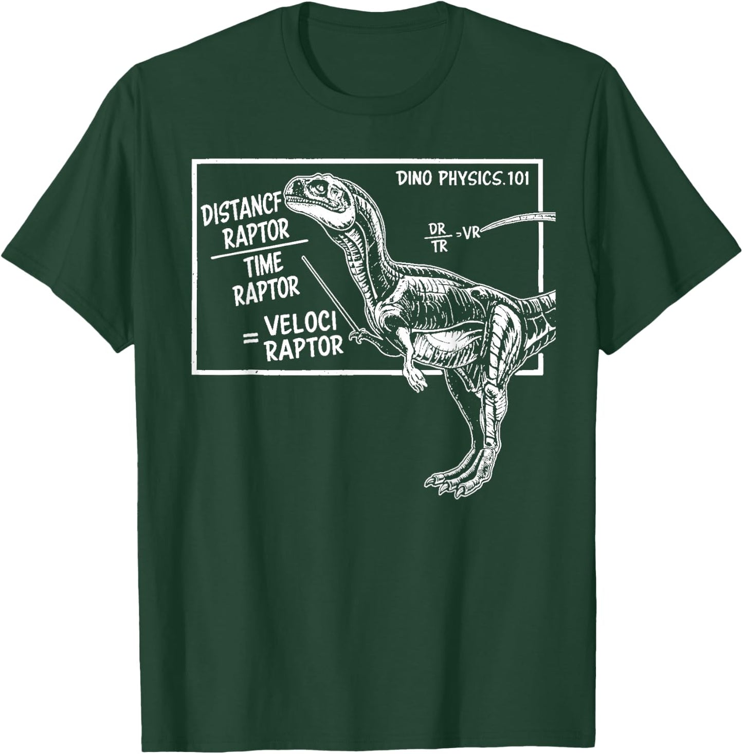 Smart Dinosaur Teacher Science Math Velociraptor Distance T-Shirt - T-Shirt | Forest