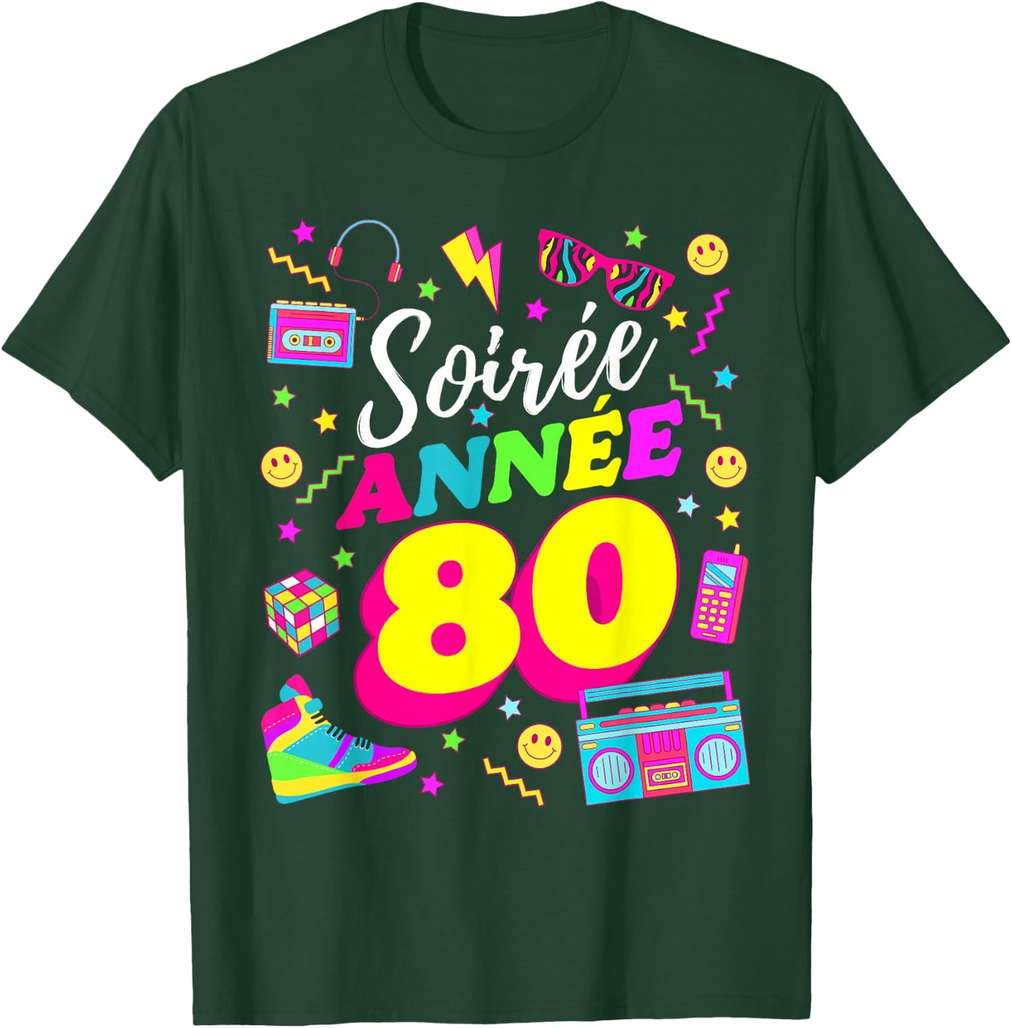 Party 80s Birthday Party 80s Retro Style , Black, S T-Shirt - T-Shirt | Forest