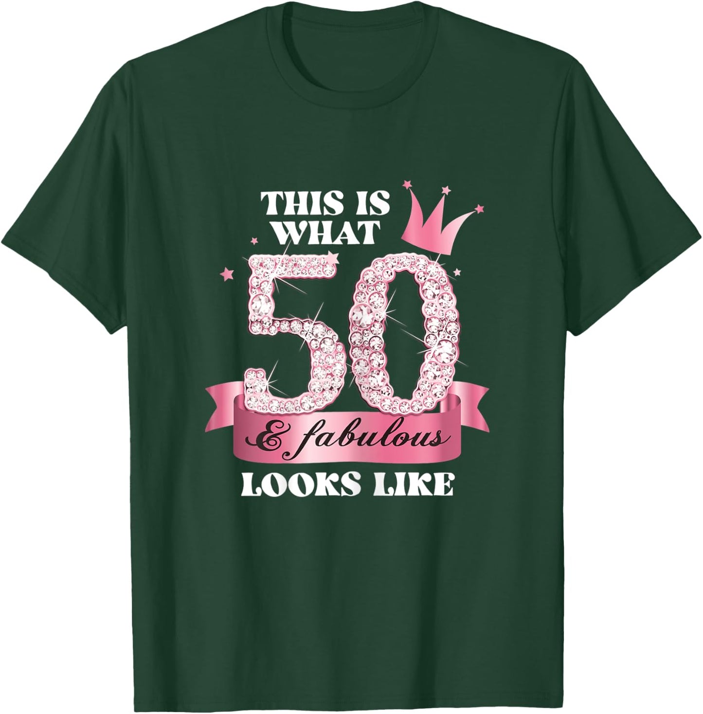 50 & Fabulous I Pink Black Party Group Photo Outfit T-Shirt - T-Shirt | Forest
