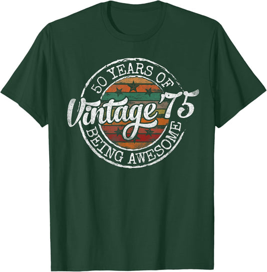 Vintage 1975 Bday Stamp 50th Birthday Gifts 50 Year Old T-Shirt - T-Shirt | Forest