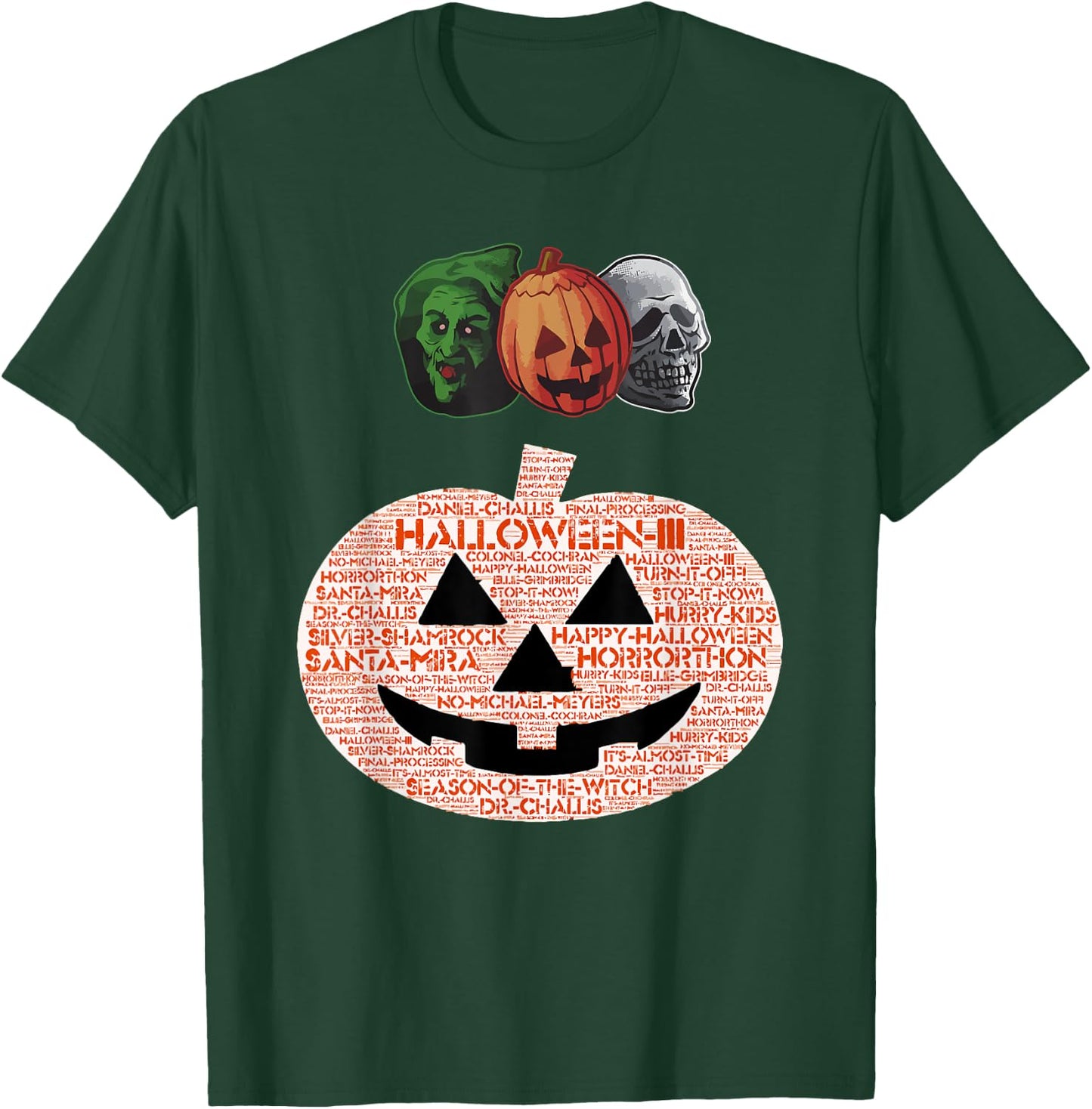 Halloween III Masks and Pumpkin T-Shirt - T-Shirt | Forest