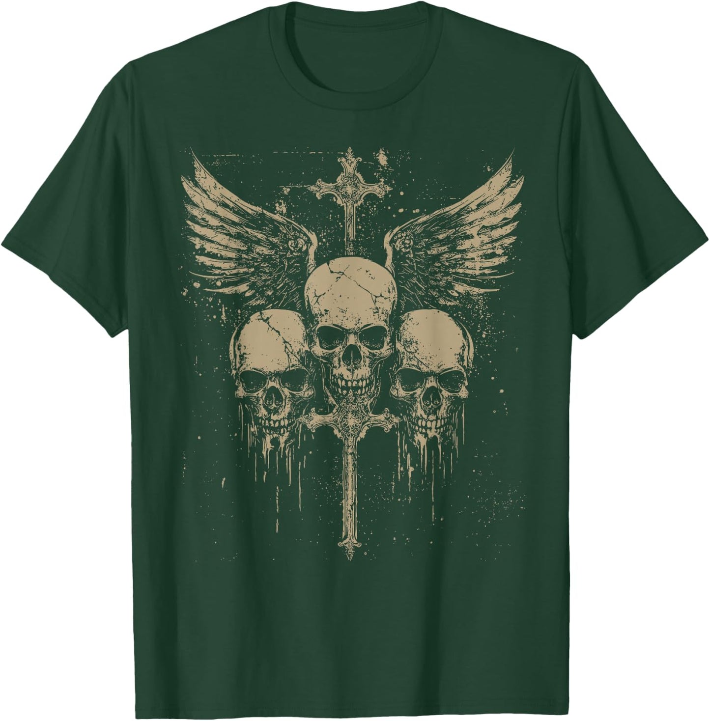 Skull Cross Y2K Grunge Aesthetic Old Goth Skull Cross Gothic , black T-Shirt - T-Shirt | Forest