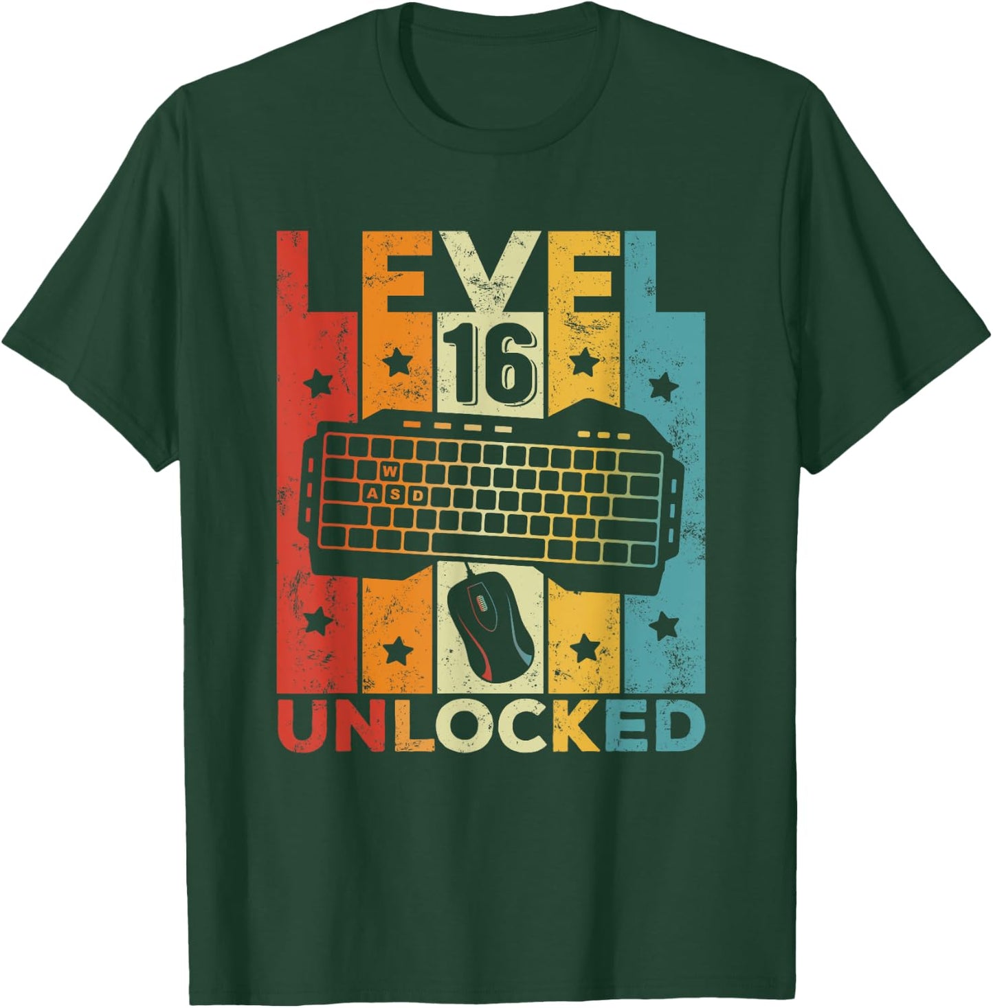 Level 16 Unlocked Gaming Keyboard 16 Birthday Boy Girl Gamer T-Shirt - T-Shirt | Forest