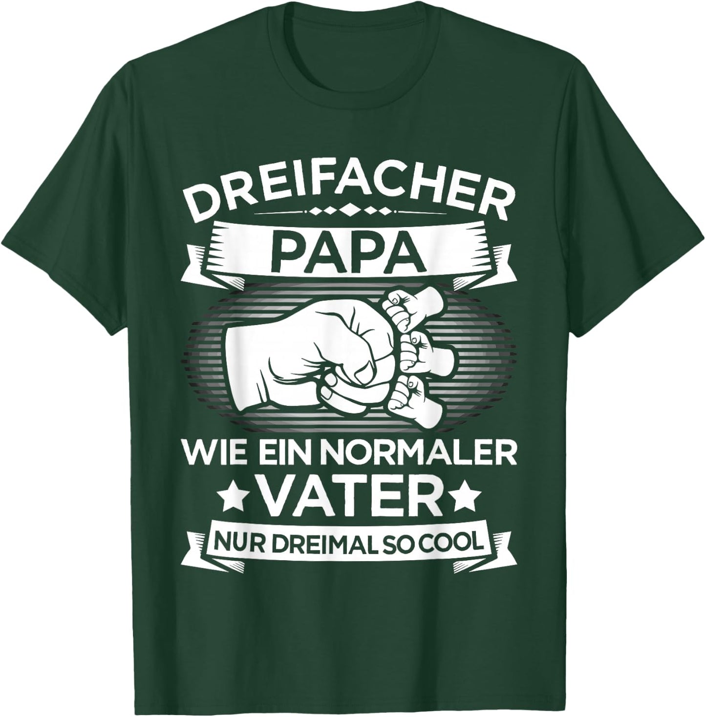 Dreifacher Papa Vater 3 Kinder zum Vatertag Geburtstag T-Shirt - T-Shirt | Forest