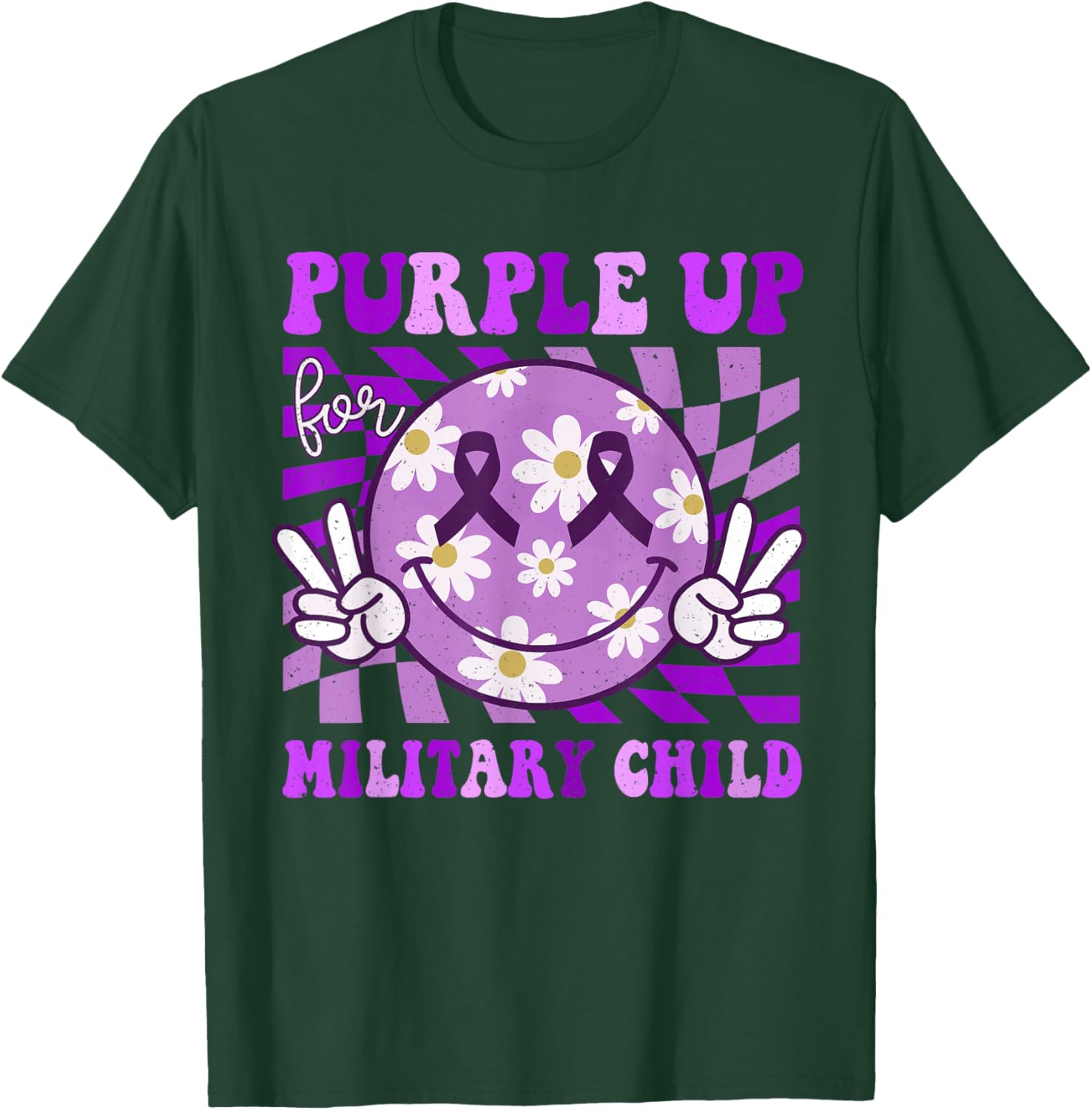 Purple Up for Military Kids Smile Face Military Child Month T-Shirt - T-Shirt | Forest