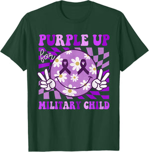 Purple Up for Military Kids Smile Face Military Child Month T-Shirt - T-Shirt | Forest