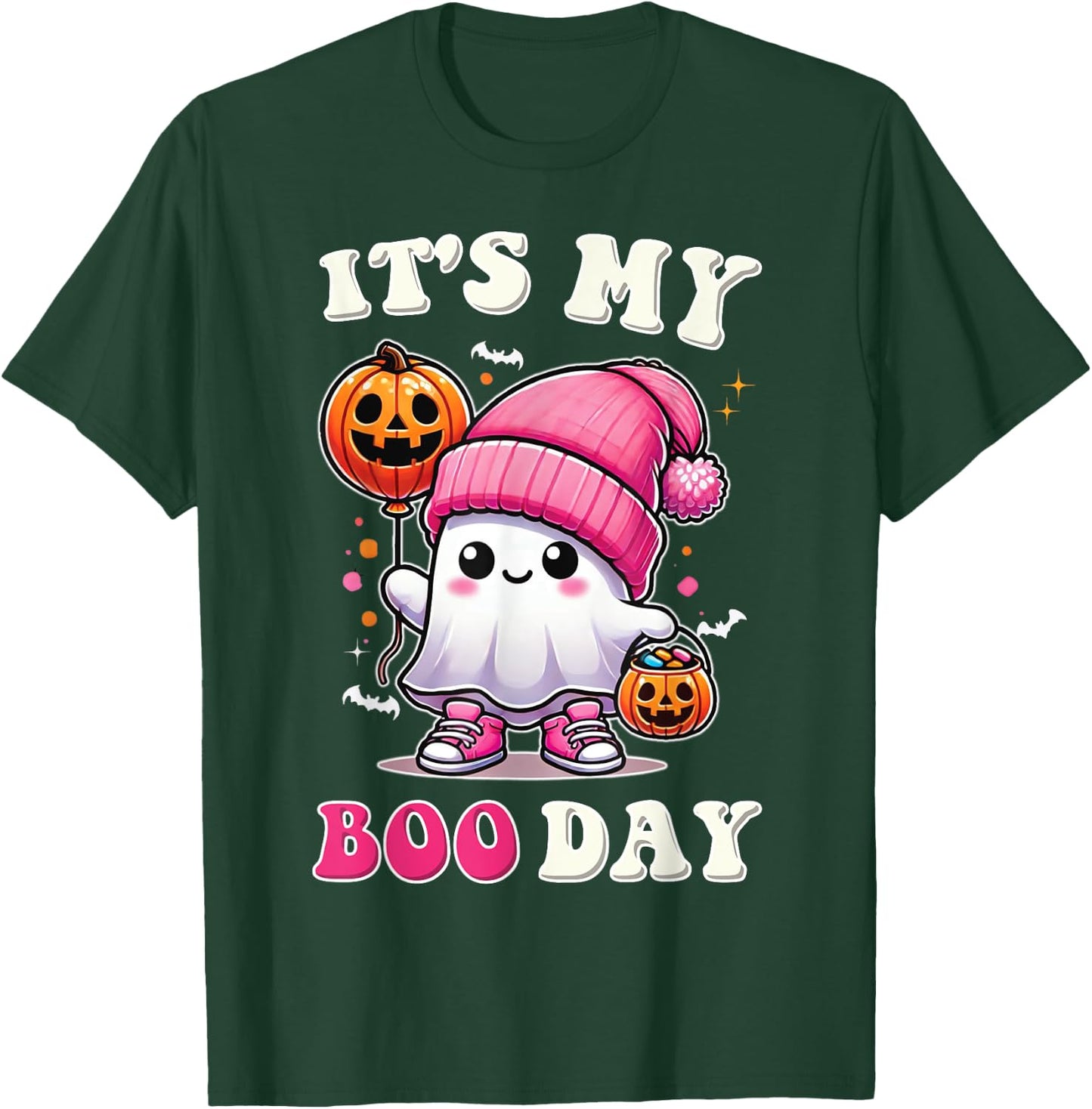 Its My Boo Day , Cute Halloween Birthday Ghost Girl Kids T-Shirt - T-Shirt | Forest