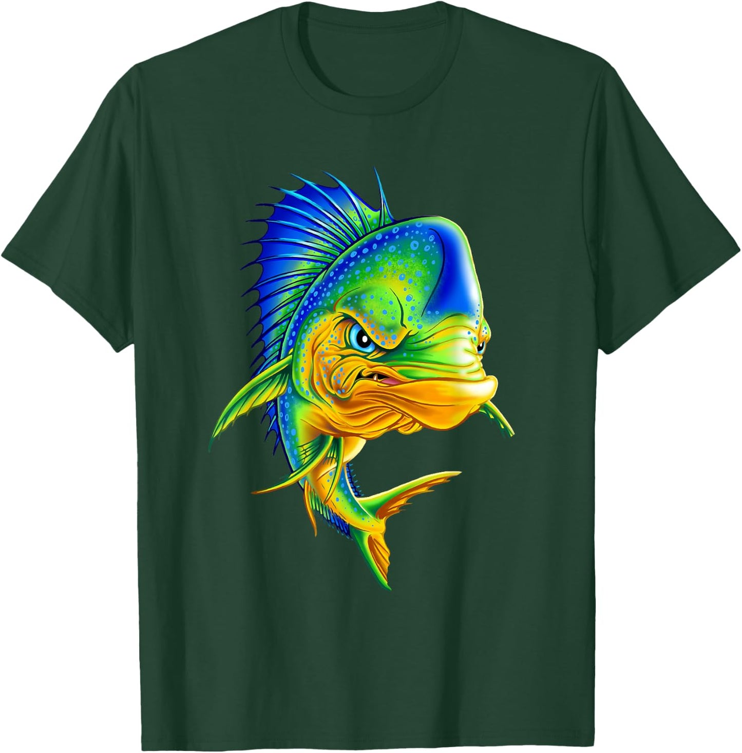 Angry Mahi Mahi Fish Sport Fishing Fisherman Sea Crew T-Shirt - T-Shirt | Forest