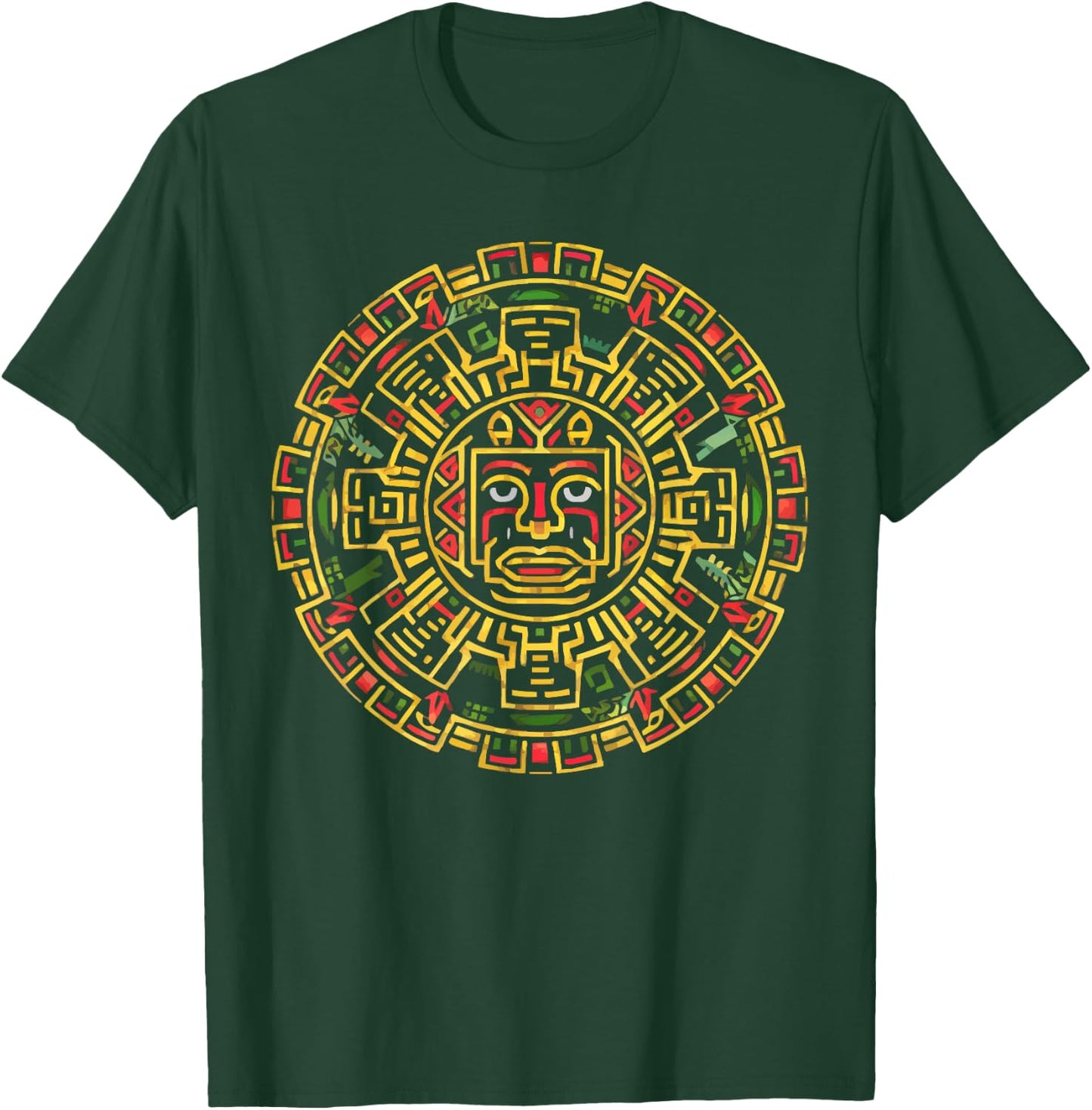 Aztec Calendar Mayan Indigenous Mexican Aztec Jaguar T-Shirt - T-Shirt | Forest