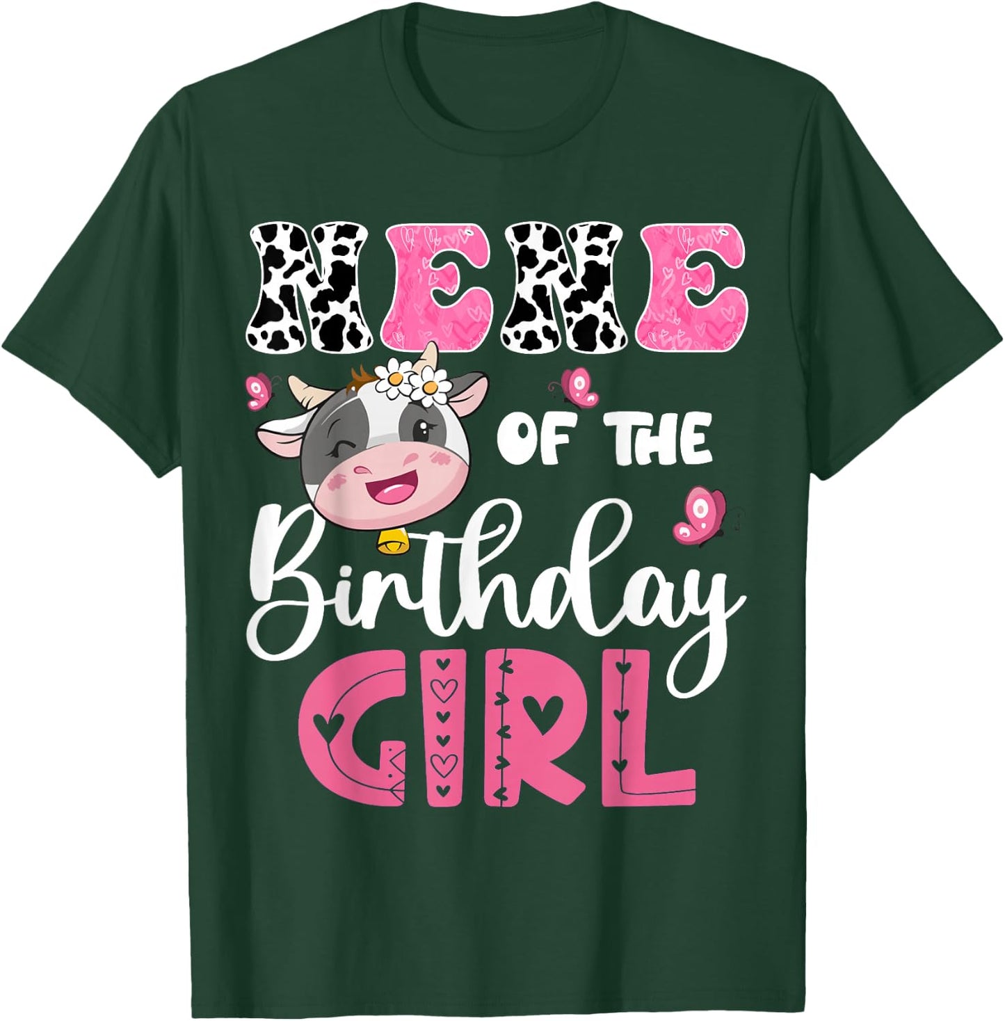 Nene Of The Birthday Girl Farm Cow 1St Birthday Party T-Shirt - T-Shirt | Forest