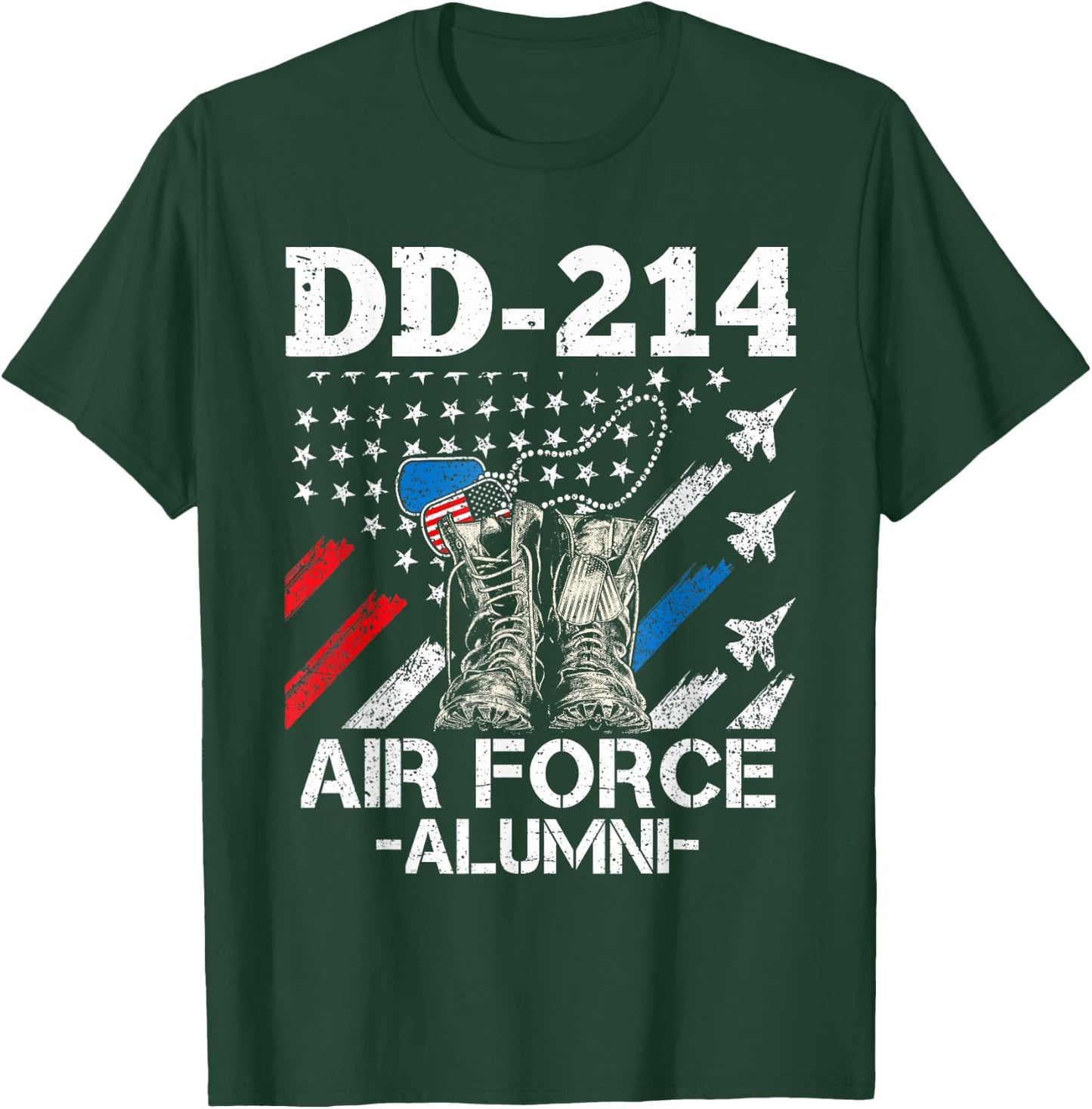 DD-214 Air Force Alumni | US Veteran Dad Grandpa USAF Proud T-Shirt - T-Shirt | Forest