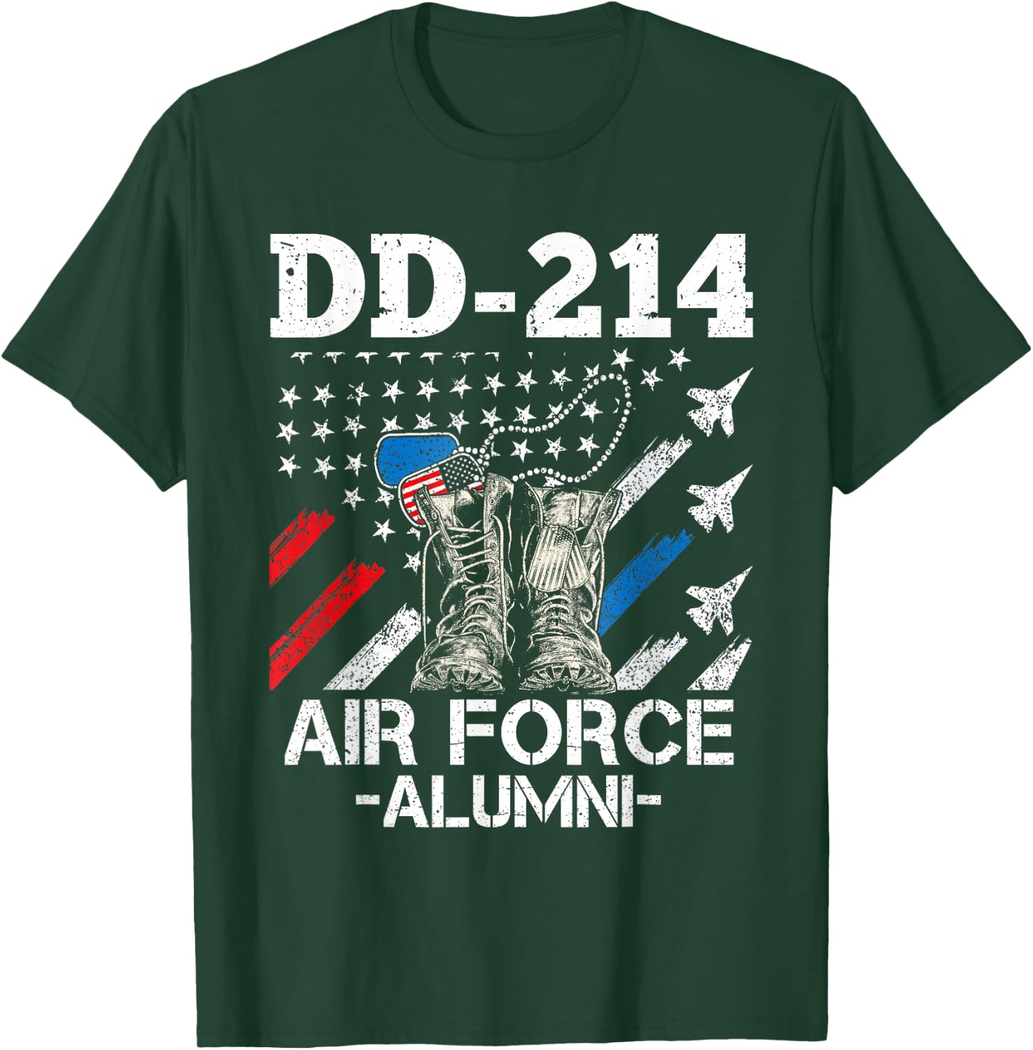 DD-214 Air Force Alumni | US Veteran Dad Grandpa USAF Proud T-Shirt - T-Shirt | Forest