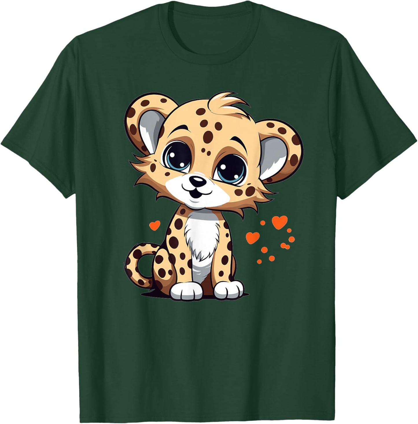 Cute Cheetah with Hearts I Kids Cheetah T-Shirt - T-Shirt | Forest