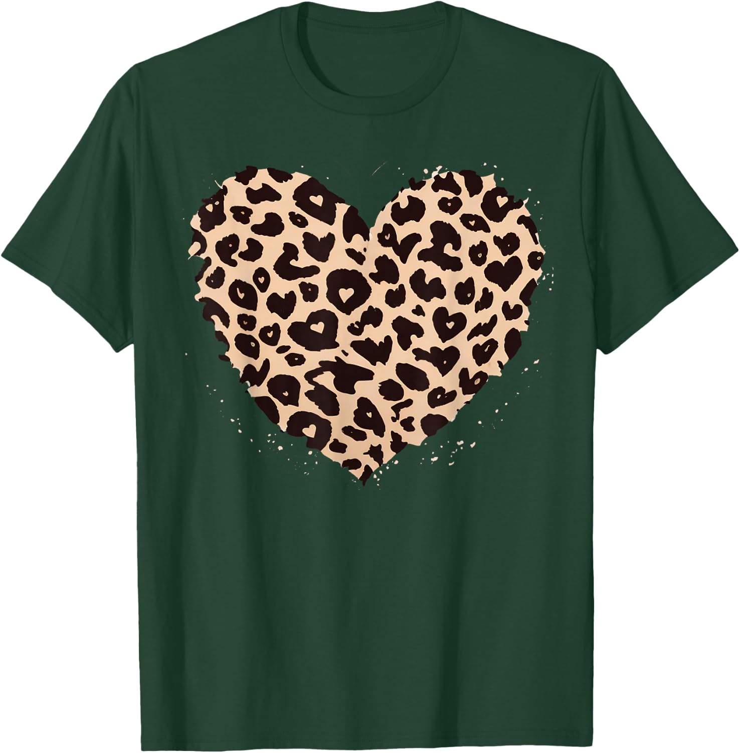 Cheetah Leopard Heart Girls Animal Print , black T-Shirt - T-Shirt | Forest